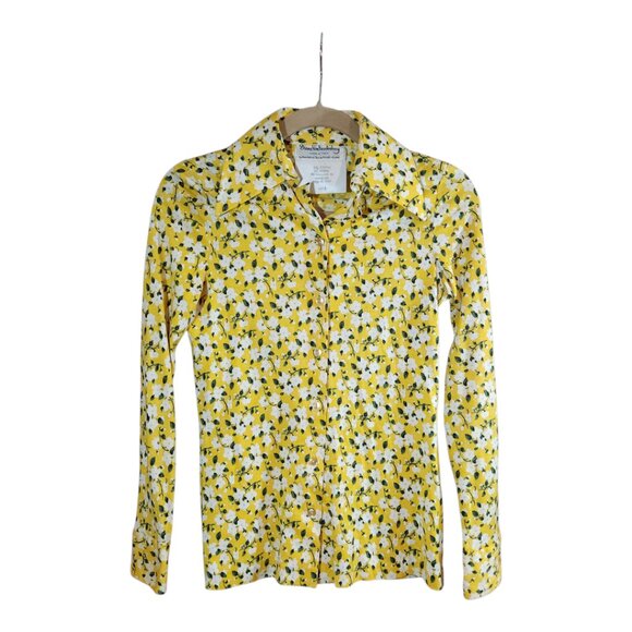 Vintage Diane Von Furstenberg Long Sleeve Floral Button-front Shirt Women's 6 - Picture 1 of 6
